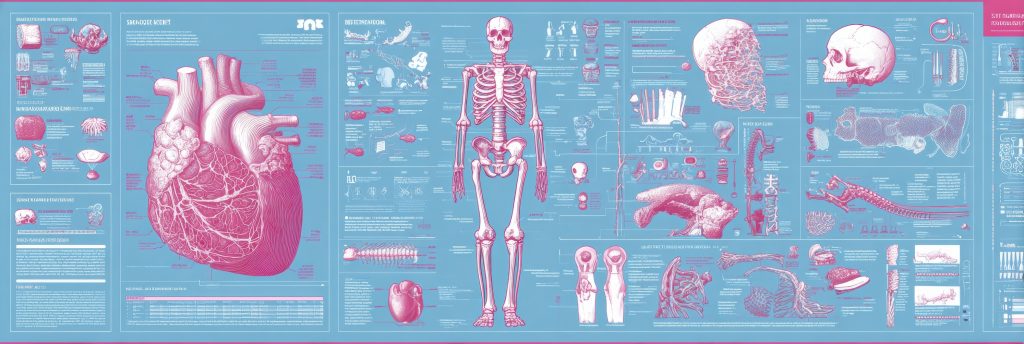 Klassiek anatomisch overzicht waarin het menselijk lichaam wordt voorgesteld als losse organen en structuren, zonder onderlinge samenhang.