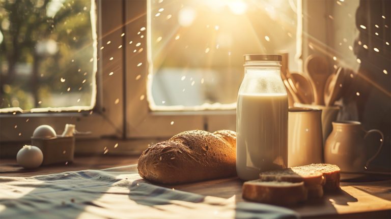 Glazen melkfles, volkorenbrood en zonlicht – gezonde dragers van vitamine D in de moderne voeding