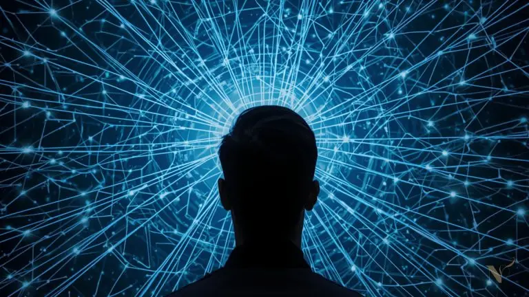 Menselijk silhouet met netwerk van verbonden lijnen als symbool voor systeemwerking in het lichaam