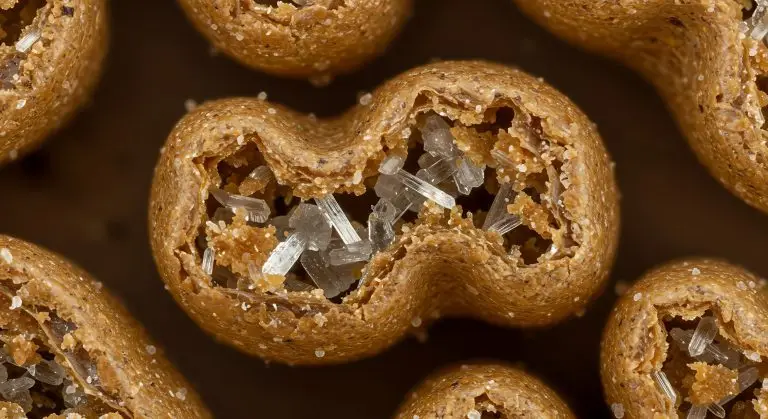 Conceptuele illustratie van ultra-bewerkte voeding waarbij de oorspronkelijke voedingsmatrix en samenhang zijn verdwenen.