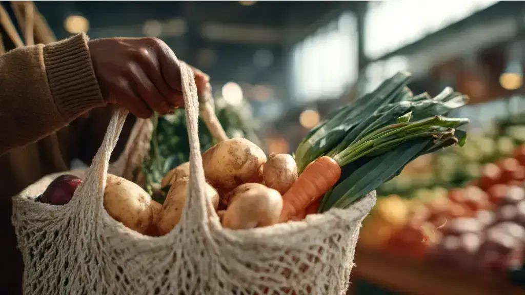 Marktkraam met verse groenten als inspiratie voor gezonde seizoenskeuken