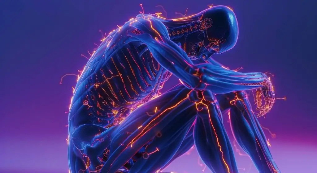 Abstracte illustratie van spier- en zenuwbelasting bij sporters