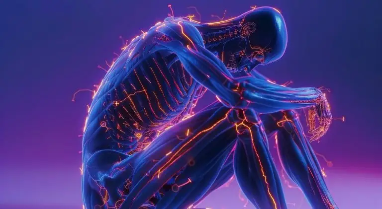 Abstracte illustratie van spier- en zenuwbelasting bij sporters