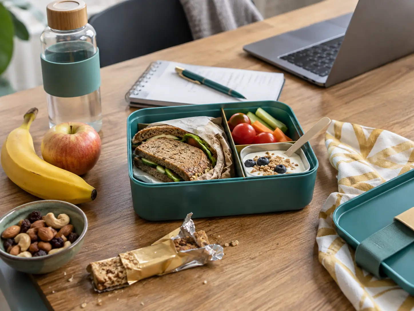 Open brooddoos met verschillende dagelijkse lunchkeuzes